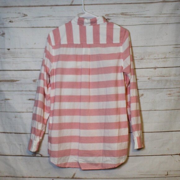 TOMMY HILFIGER Boyfriend Pink White Shirt Medium Tunic - Picture 5 of 5